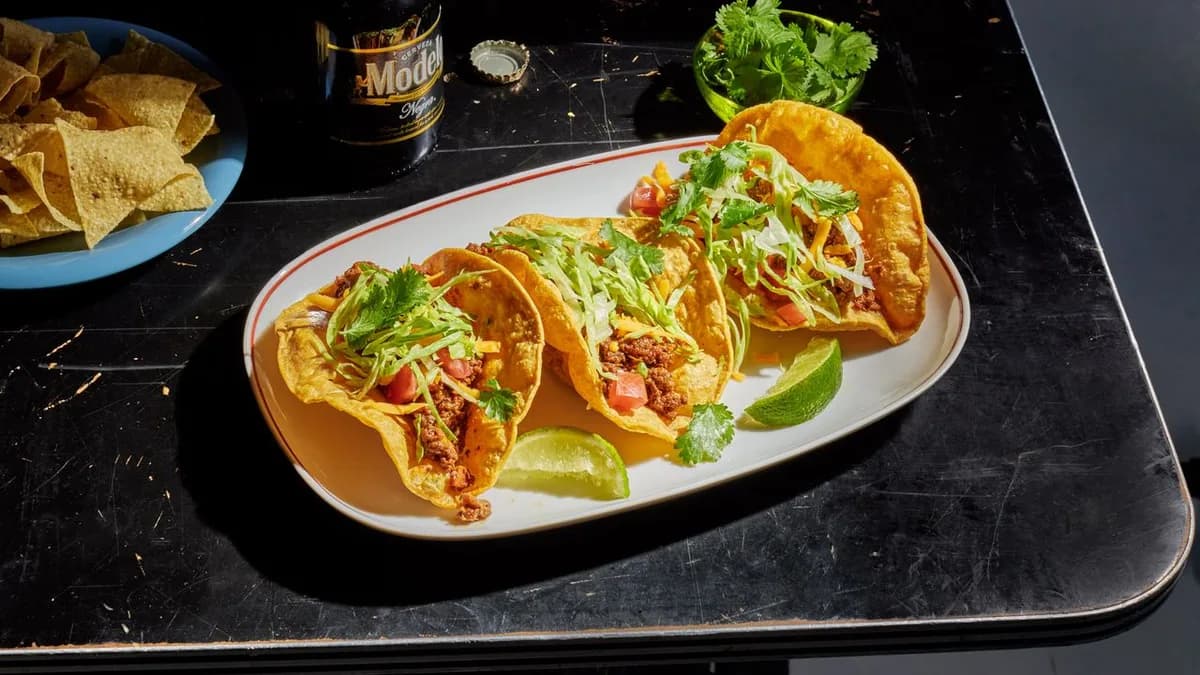 Beef Picadillo Puffy Tacos