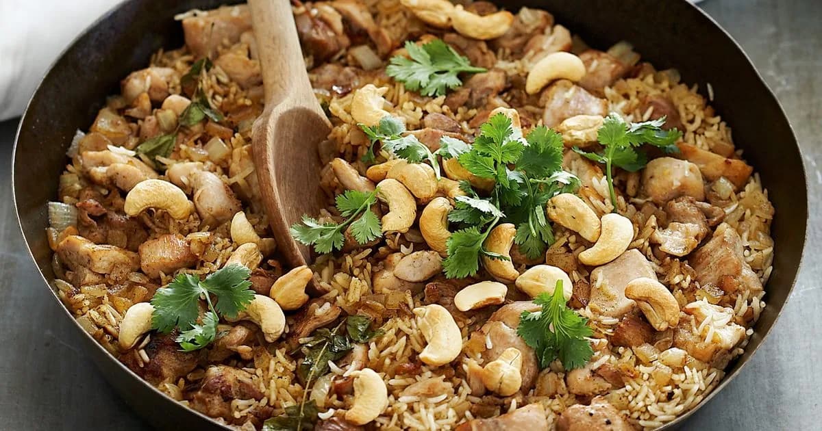 Lamb and cashew biryani