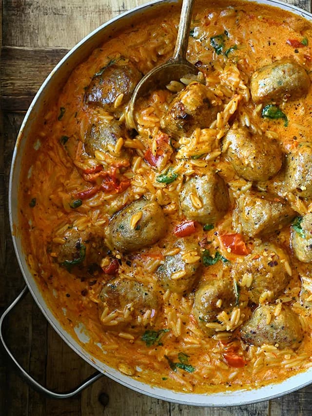 Marry Me Chicken Meatball Orzo