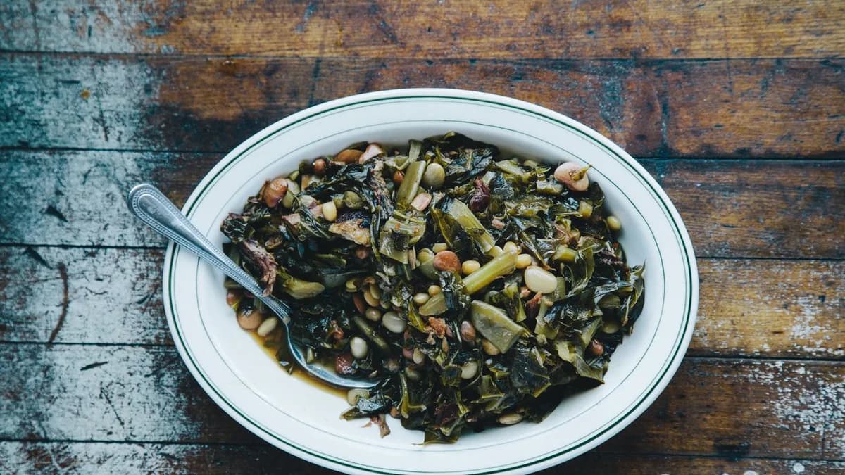 Smoky Tangy Greens and Beans