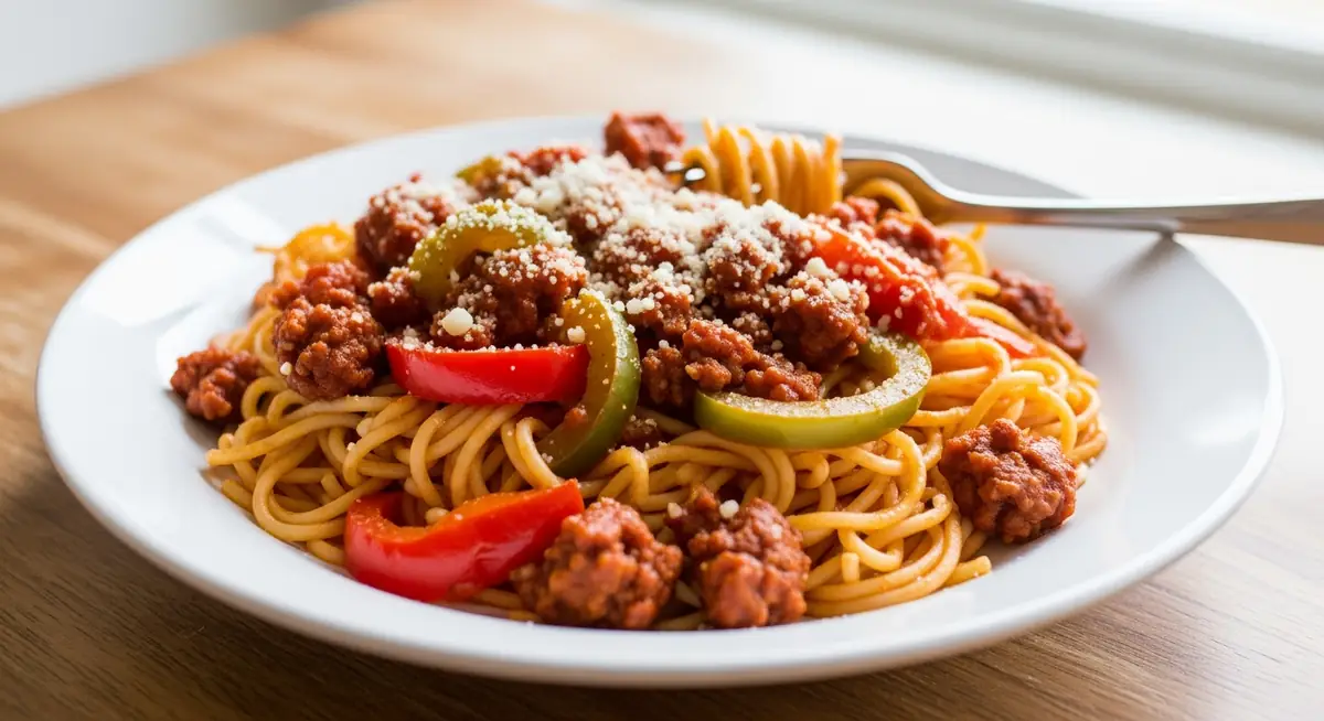 Spicy Homemade Chorizo Pepper Noodles