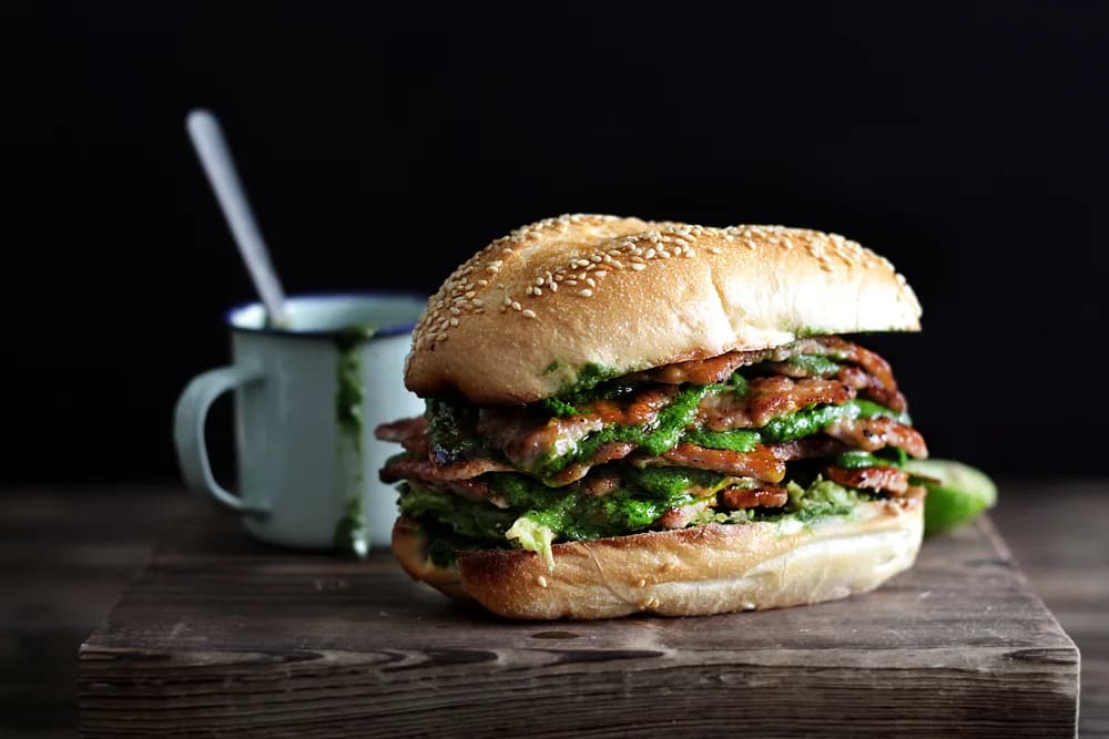 Stacked Green Pig Sandwich