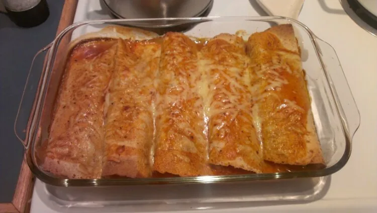 leftover fajitas = awesome enchiladas