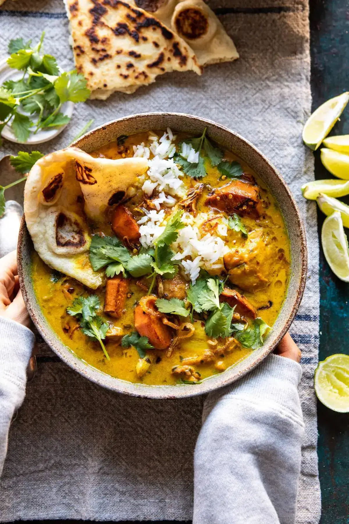 30 Minute Chicken Braised in Coconut Milk with Sweet Potatoes and Rice