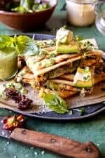 Black Pepper Chicken and Bacon Quesadillas with Avocado Basil Ranch