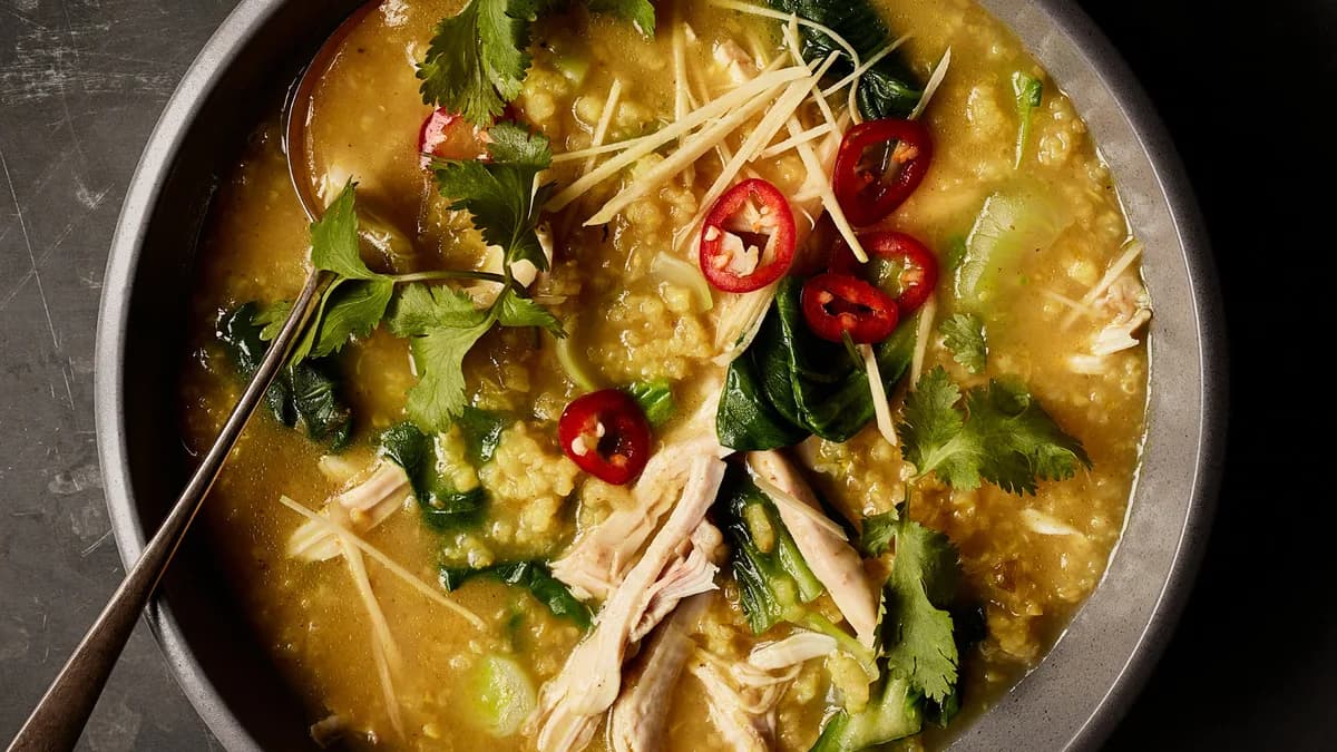 Chicken and Rice Soup with Ginger and Turmeric