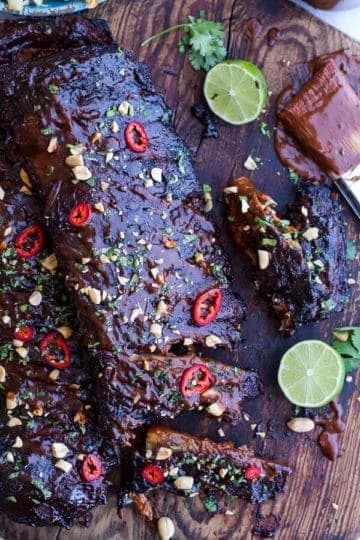 Extra Sticky Thai Bbq Ribs W/Peanut Bbq Sauce + Sweet Thai Ginger Slaw