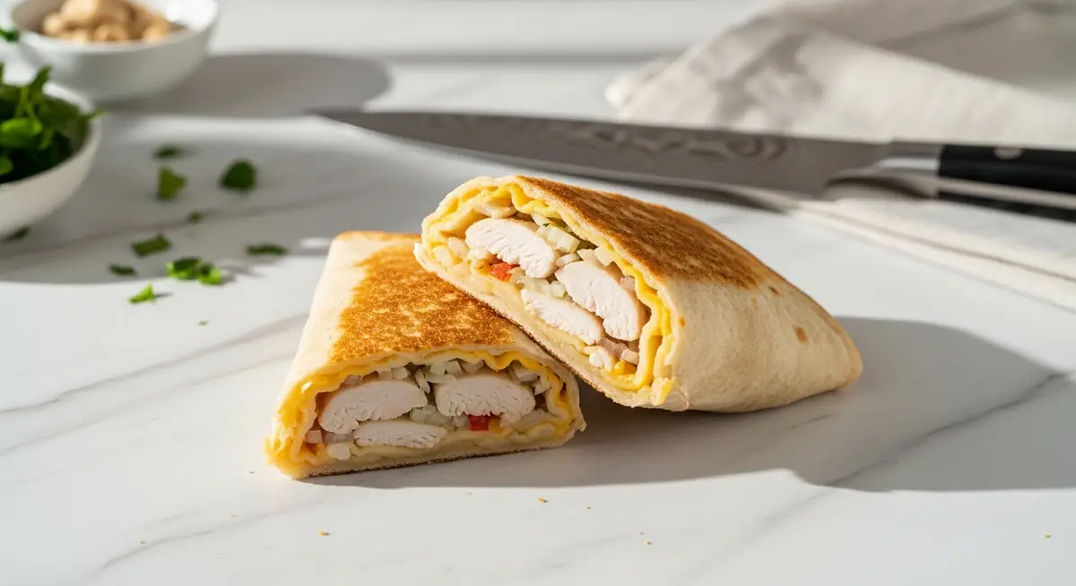 Folded Crispy Cheese and Chicken Wraps