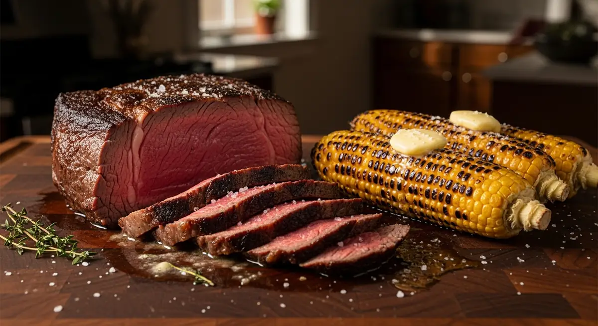 Reverse-Sear Ribeye and Charred Corn