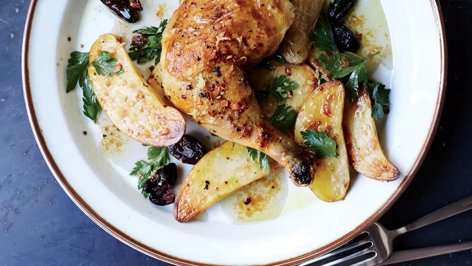 Roast Chicken with Potatoes and Olives