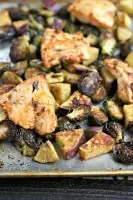 Sheet Pan Chicken Dinner with Brussels Sprouts and Sweet Potatoes