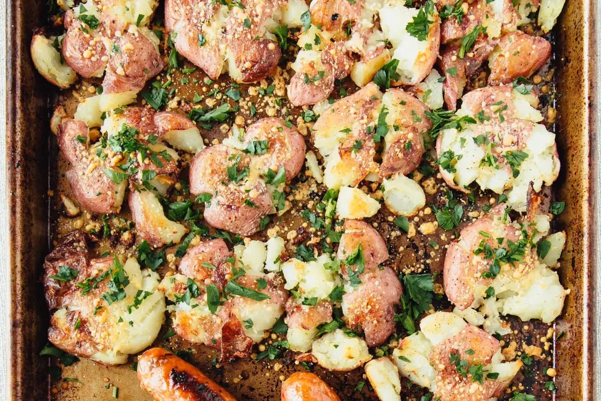 Sheet pan roasted potatoes and chicken sausage