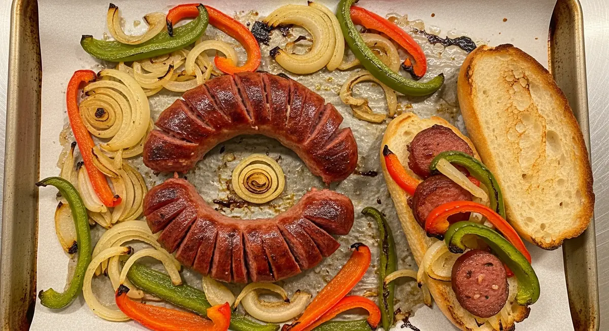 Sheet Pan Sausage, Peppers, and Sweet Onions