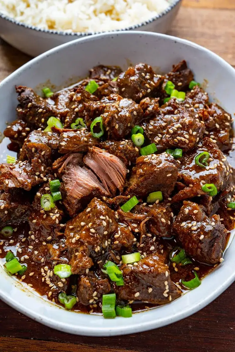Slow Cooker Korean Beef Stew with Napa Cabbage and Pickles