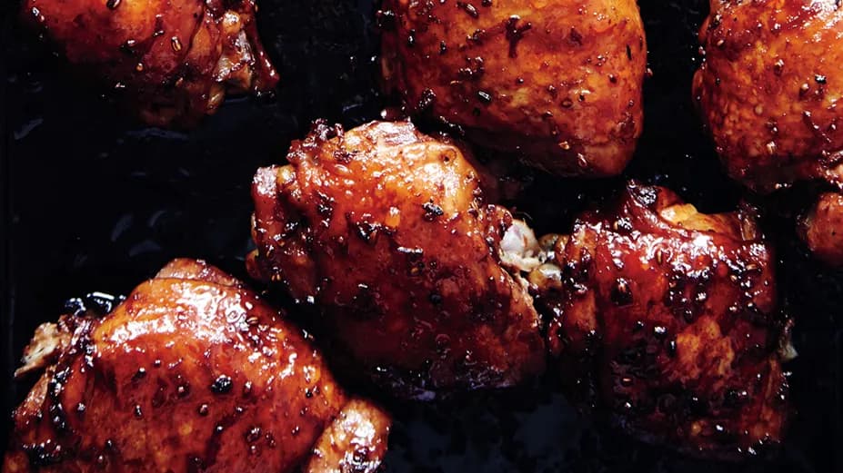 Soy-Glazed Chicken Thighs with Asparagus and Scallions