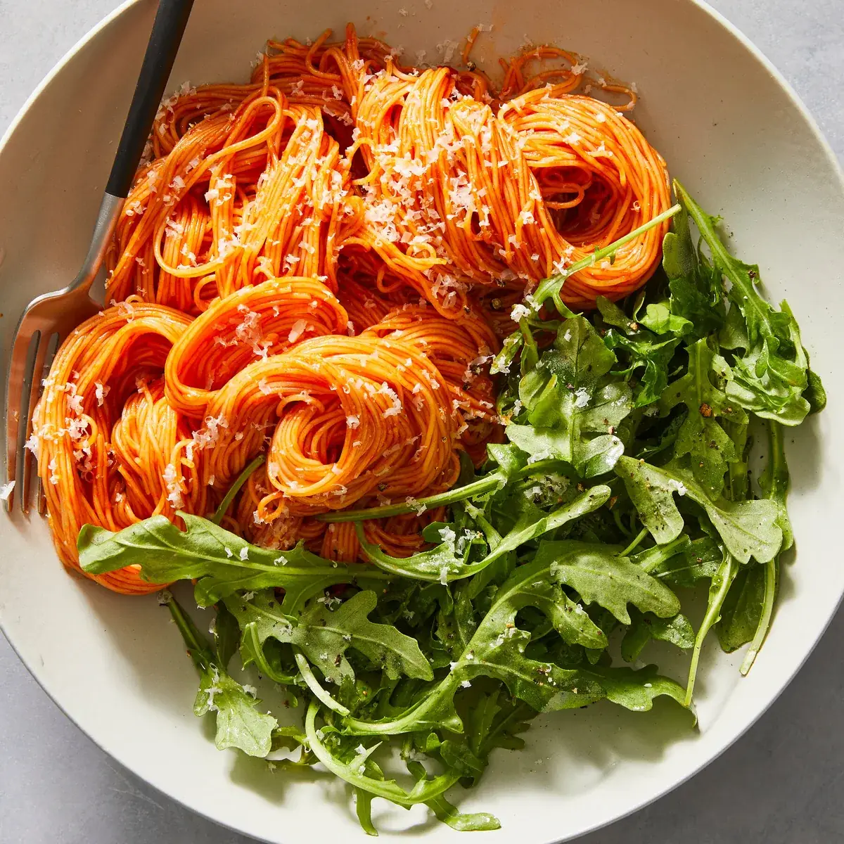 Spicy Tomato Pasta with Arugula