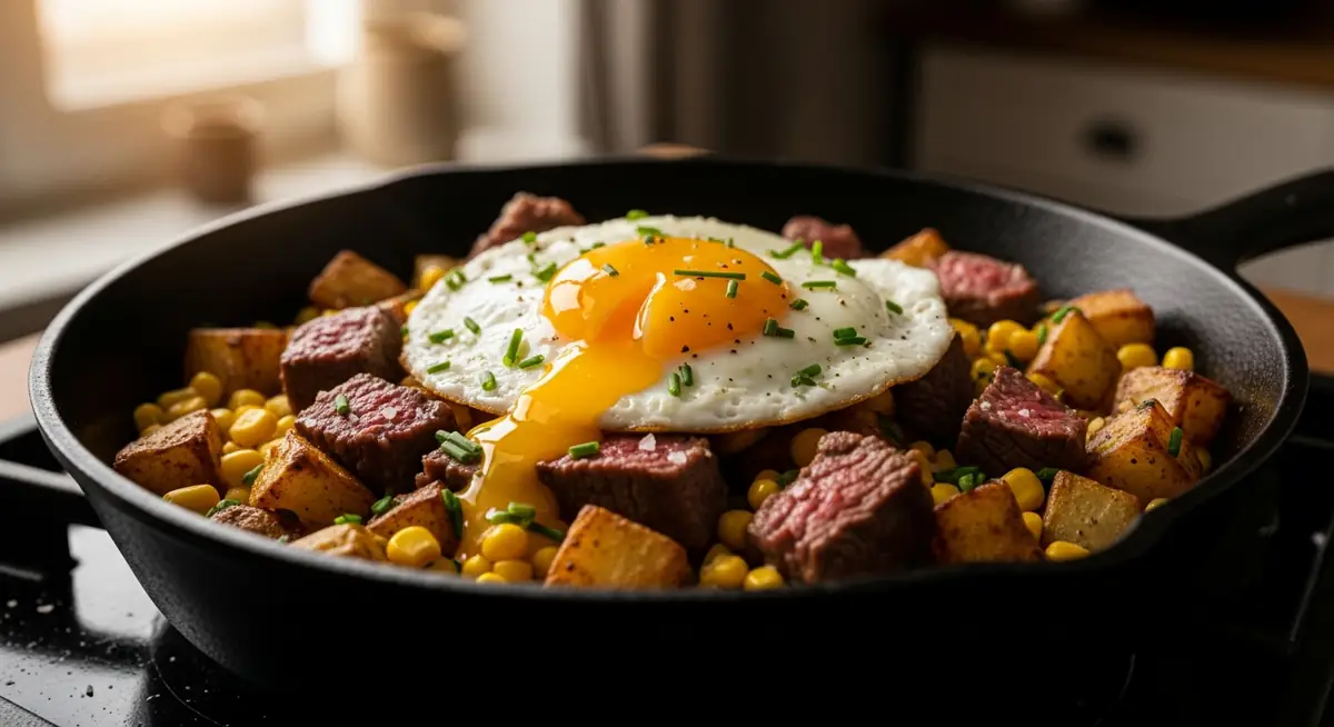 Steak and Corn Breakfast Hash