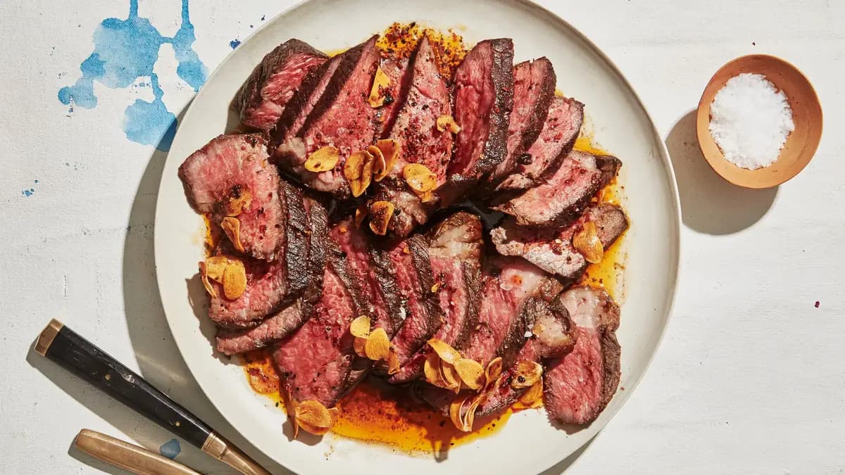Steak Short Ribs with Crispy Garlic and Chile Oil