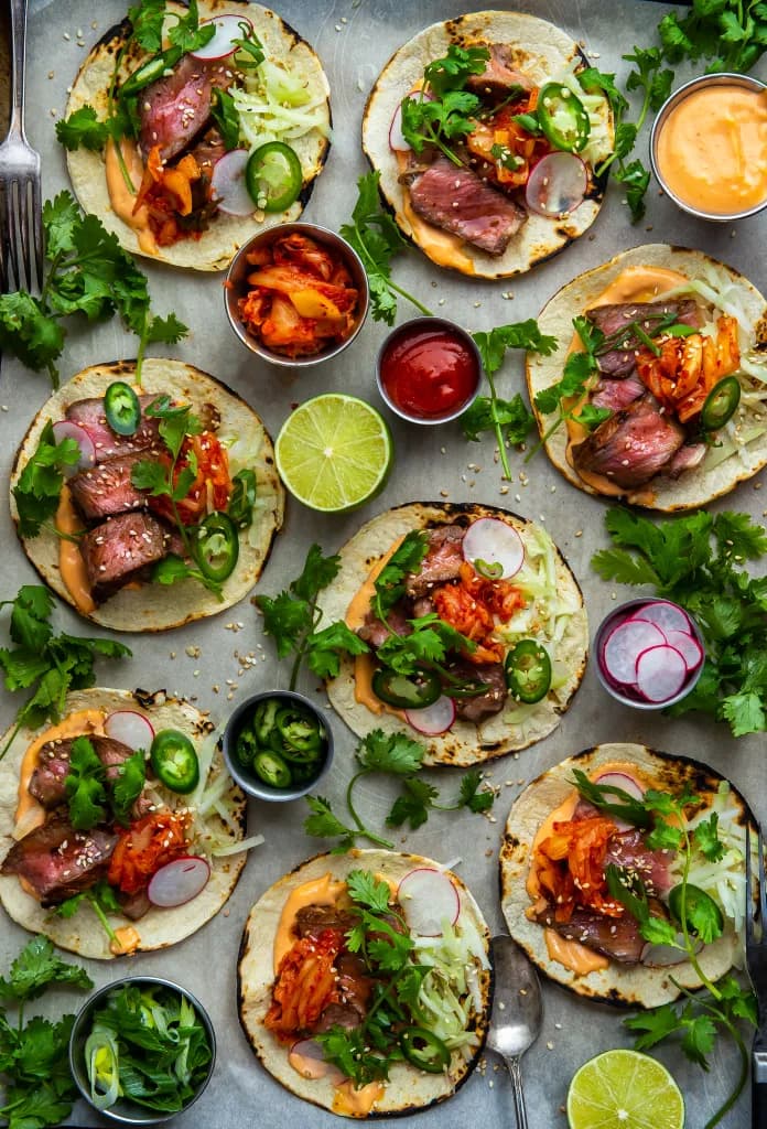 Traeger Kimchi Steak Tacos