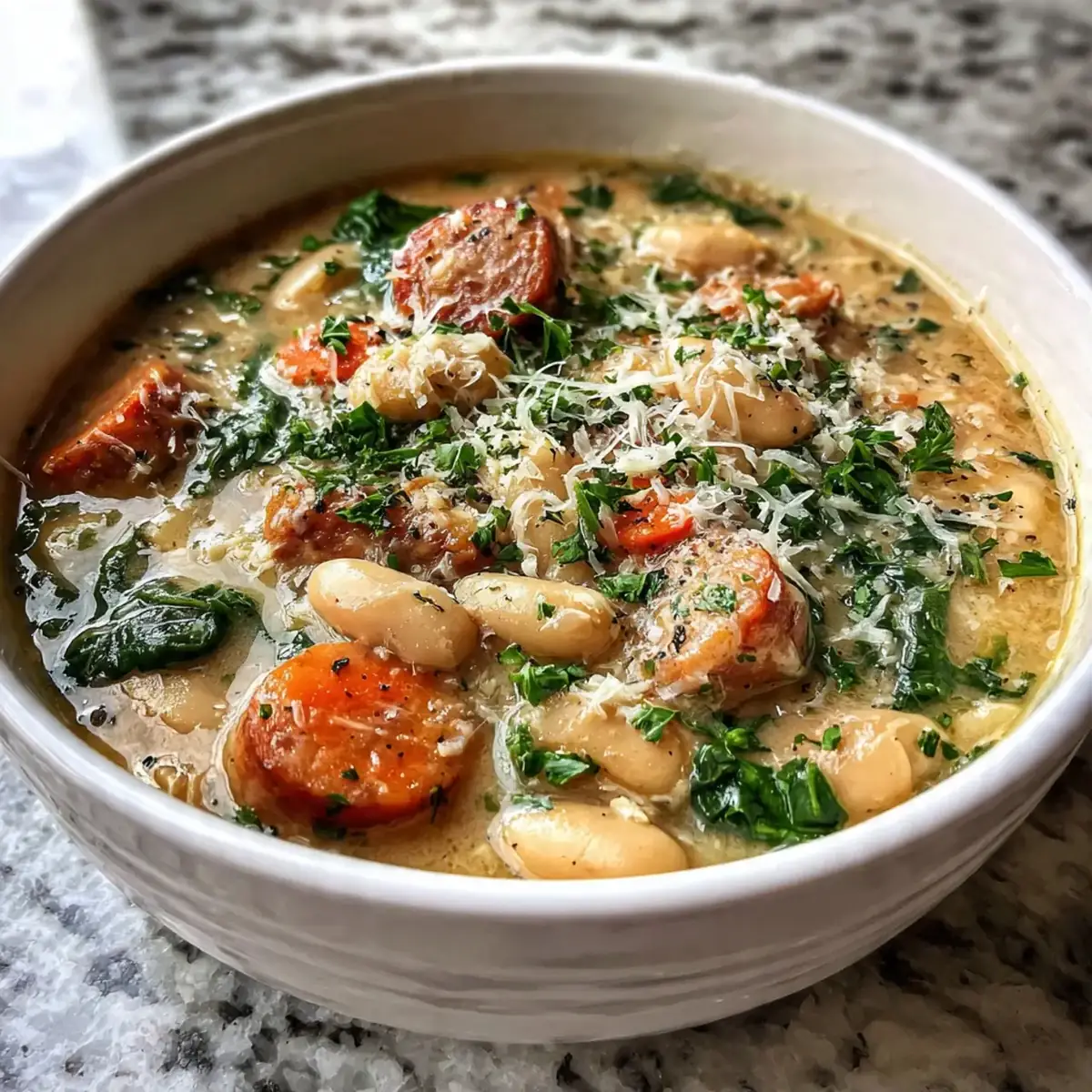 Tuscan White Bean and Sausage Crockpot Stew