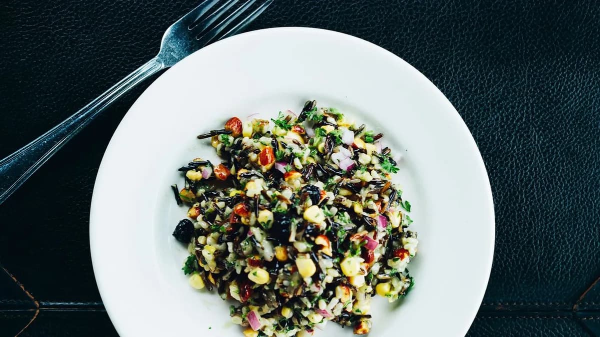 Wild Rice Salad with Corn, Blueberries, and Almonds