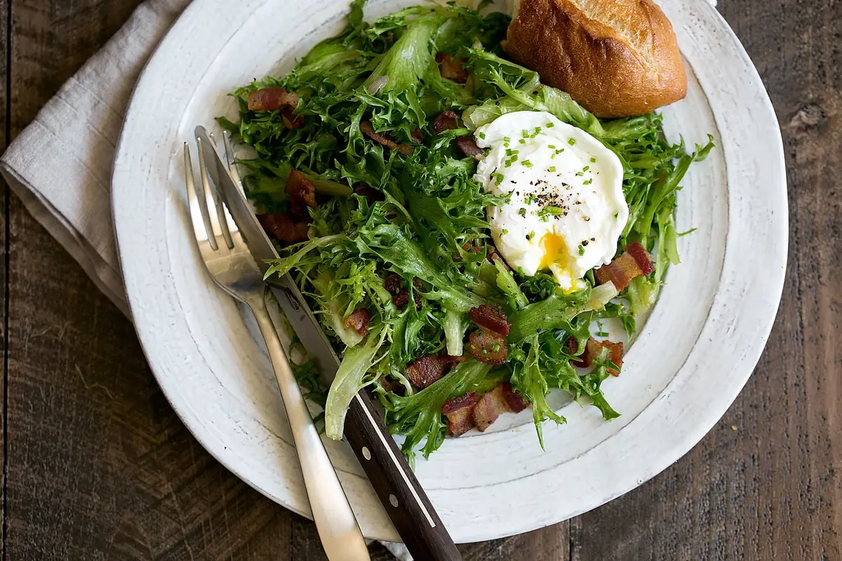 Bacon and Frisée Salad with Poached Eggs