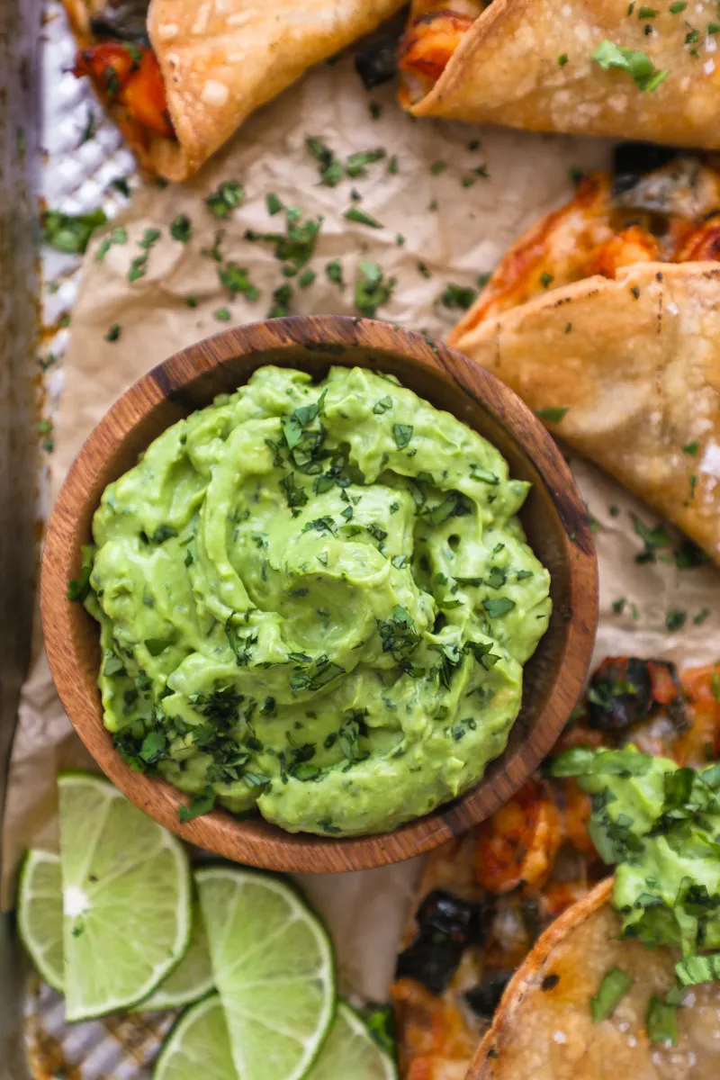 Crispy Shrimp & Poblano Tacos with Avocado Cilantro Sauce