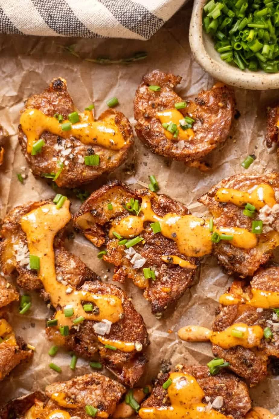 Crispy Smashed Potatoes with Creole Sauce