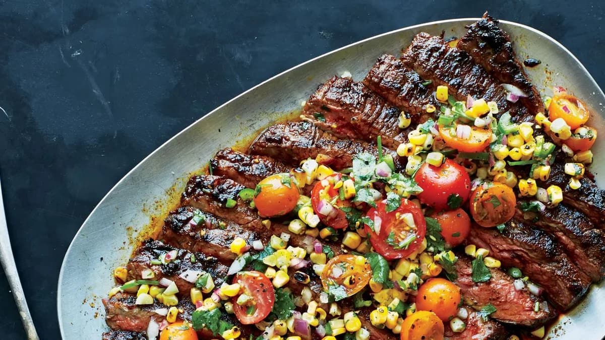 Dry-Rubbed Flank Steak with Grilled Corn Salsa