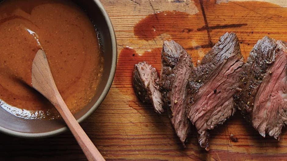 Easy Steak Sauce with Seared Hanger Steak