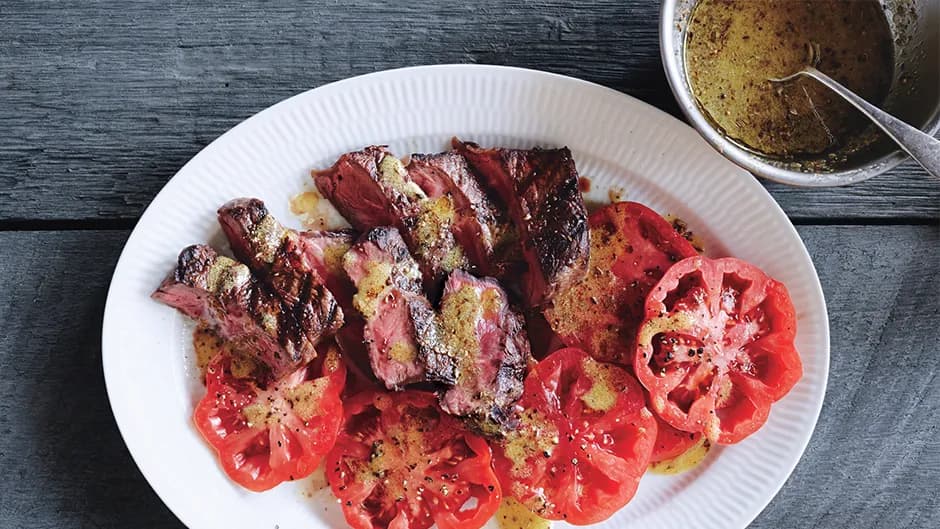Grilled Flatiron Steak with Toasted Spice Vinaigrette