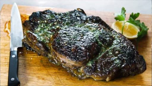 Grilled Ribeye Steak with Parsley-Shallot Butter