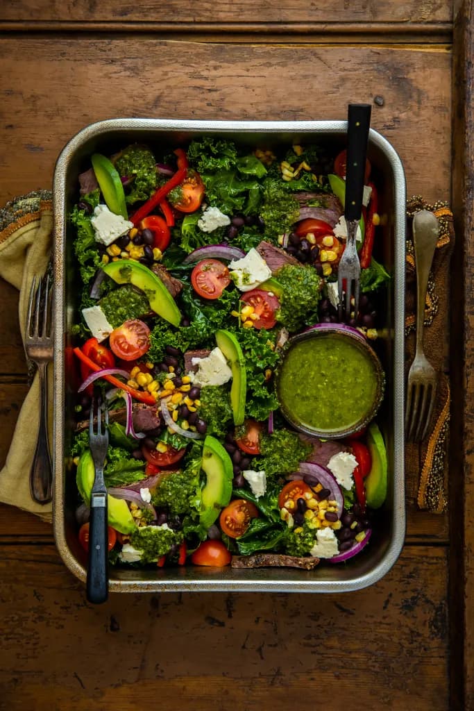 Grilled Steak & Corn Salad with Basil Vinaigrette