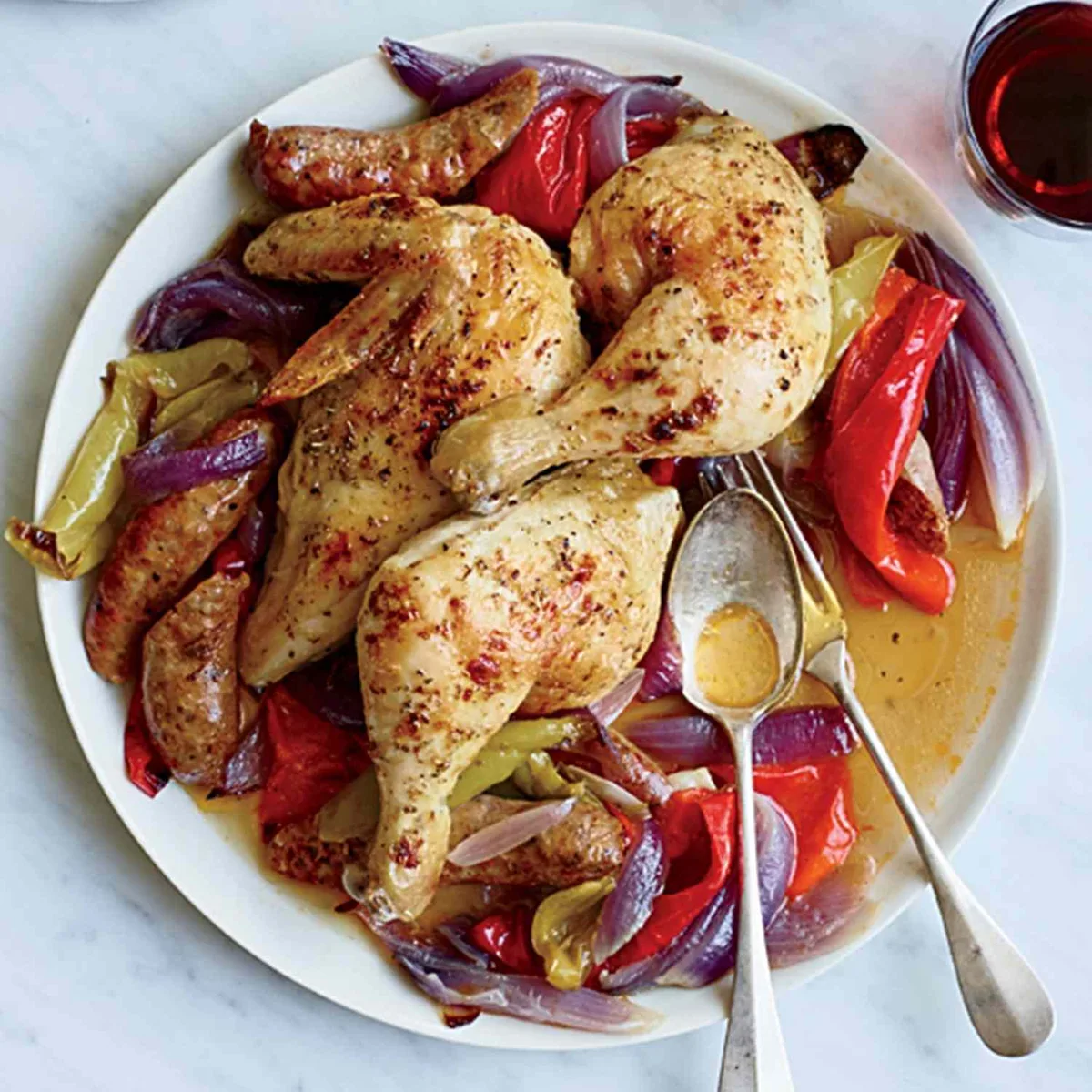 Roast Chicken with Sausage and Peppers
