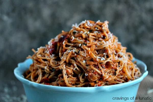 Roasted Red Pepper and Chipotle Pepper in Adobo Angel Hair Pasta