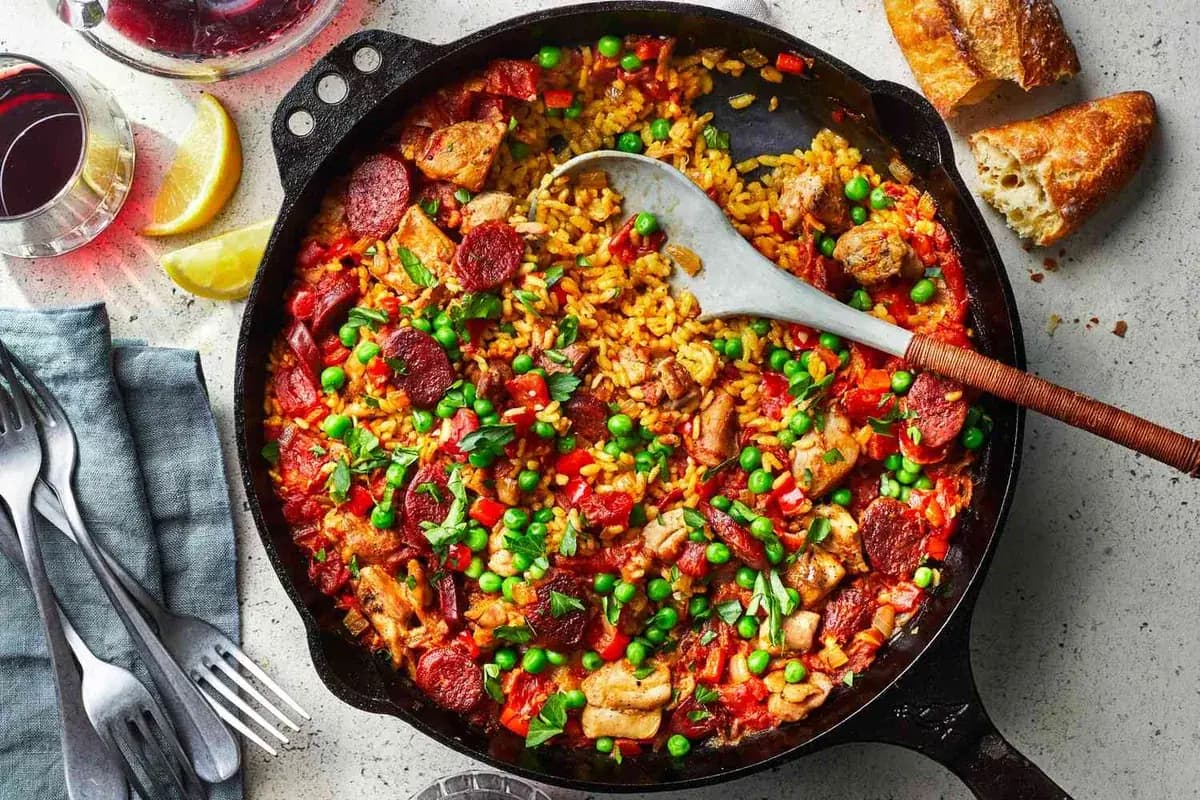 Skillet Chicken and Chorizo Paella
