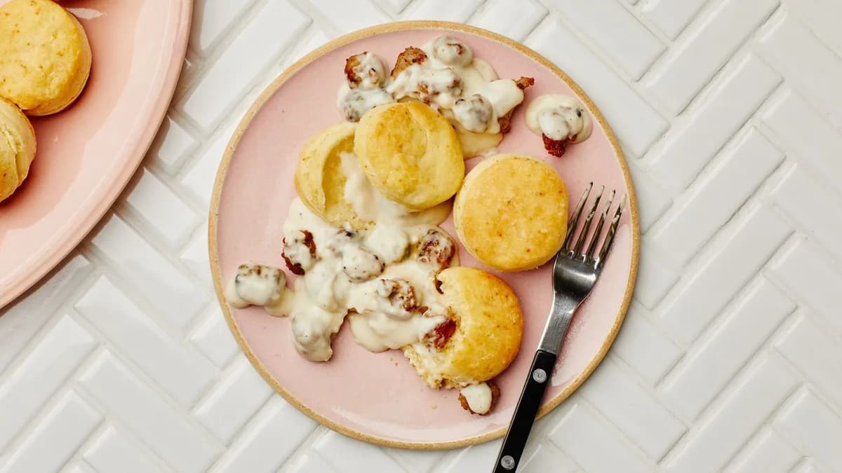 Sour Cream Biscuits with Sausage Gravy
