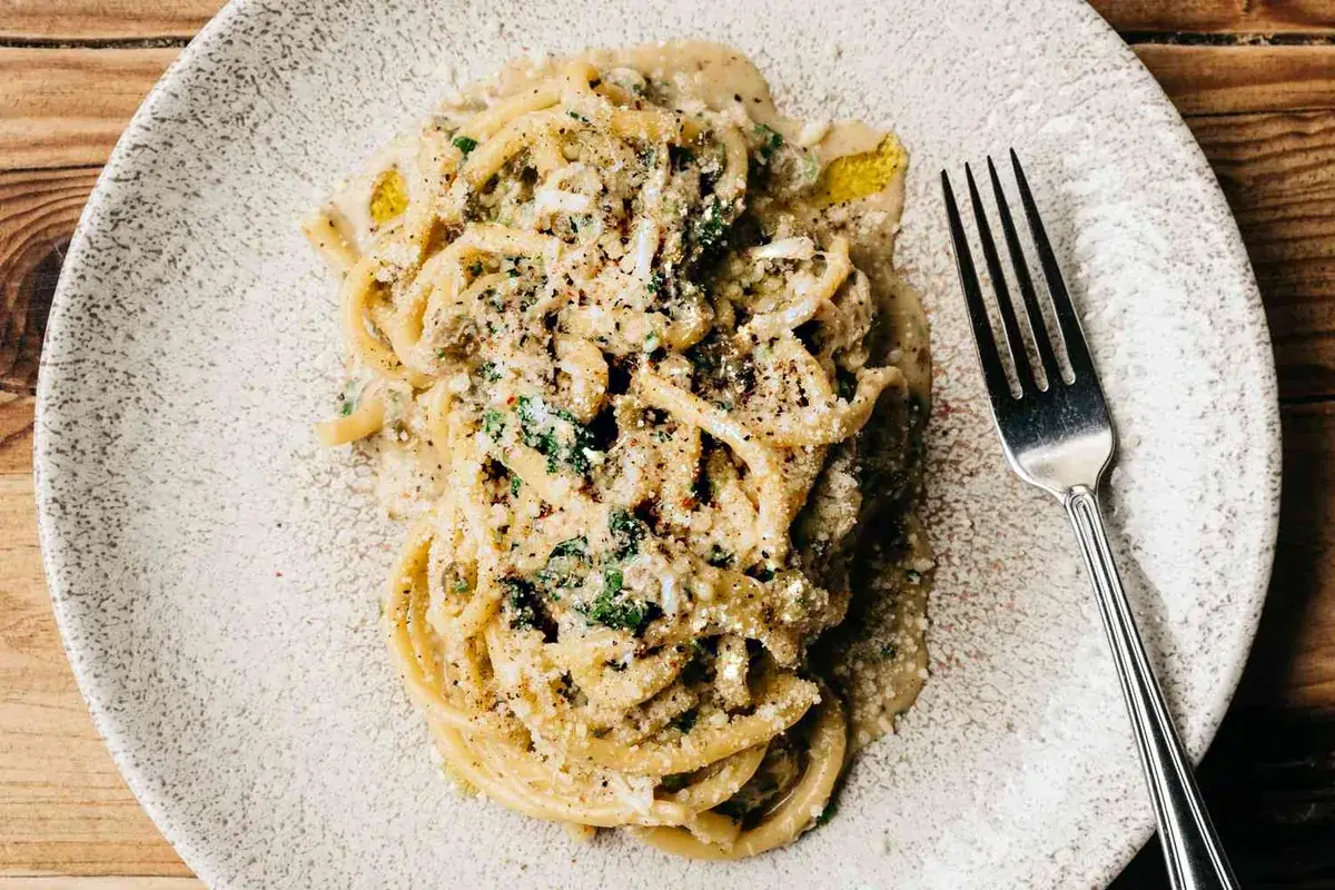 Summer Crab Carbonara with Lemons and Capers