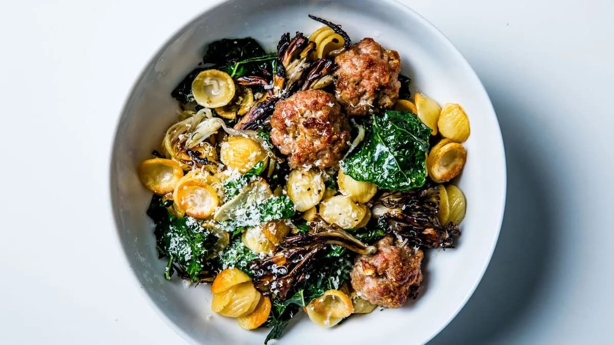 Toasted Orecchiette with Veal Meatballs