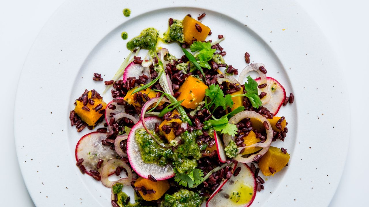 Black Rice Salad with Cilantro Pesto