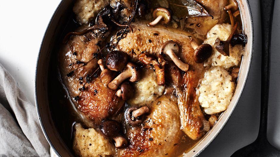 Chicken and Dumplings with Mushrooms