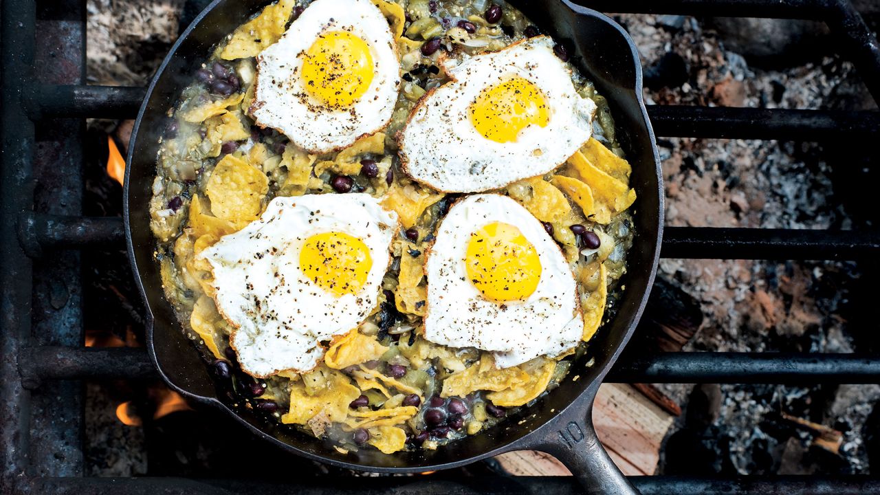 Chilaquiles with Blistered Tomatillo Salsa and Eggs