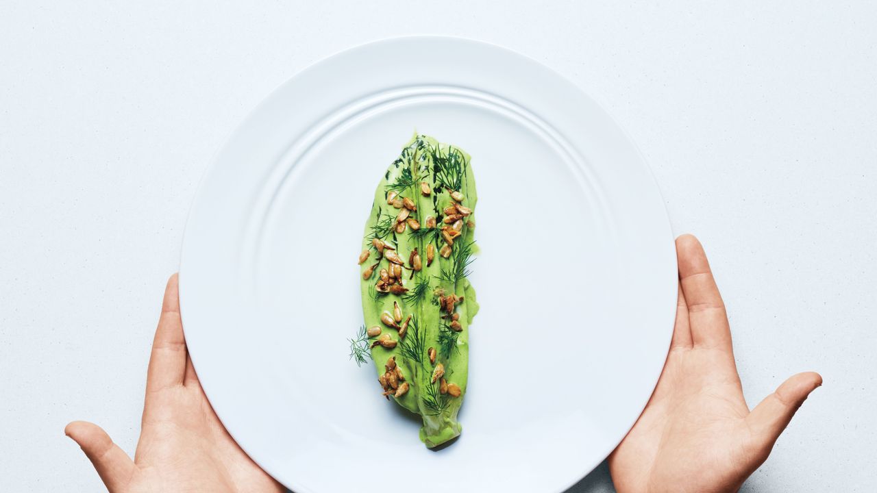 Crab with Romaine, Dill Sauce, and Sunflower Seeds