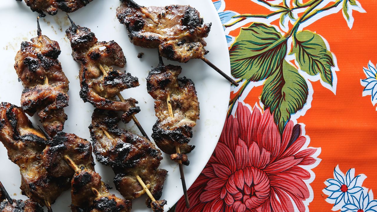 Curry-and-Coconut-Milk-Grilled Pork Skewers